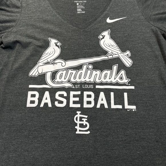 Nike St Louis Cardinals Shirt Womens Medium Athletic Cut MLB Baseball Grey Med - Picture 2 of 9